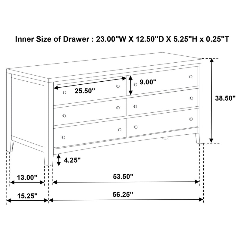 Wilkes 6-drawer Dresser Cabinet Dark Cocoa