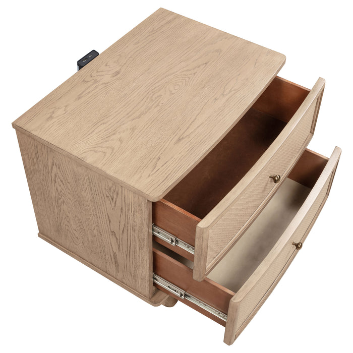 Kailani 2-drawer Nightstand Bedside Table Beige Oak