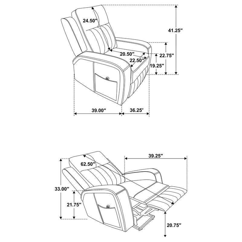Raelynn Upholstered Power Lift Recliner Chair Grey