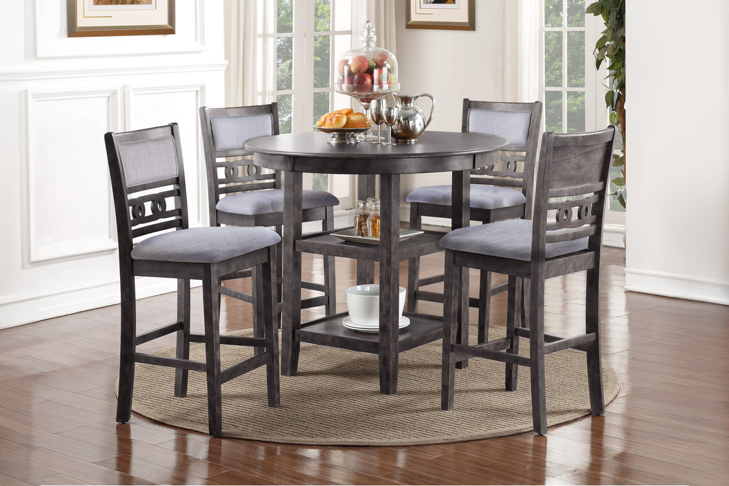 GIA 5 PC 42" ROUND COUNTER DINING TABLE & 4 CHAIRS-GRAY