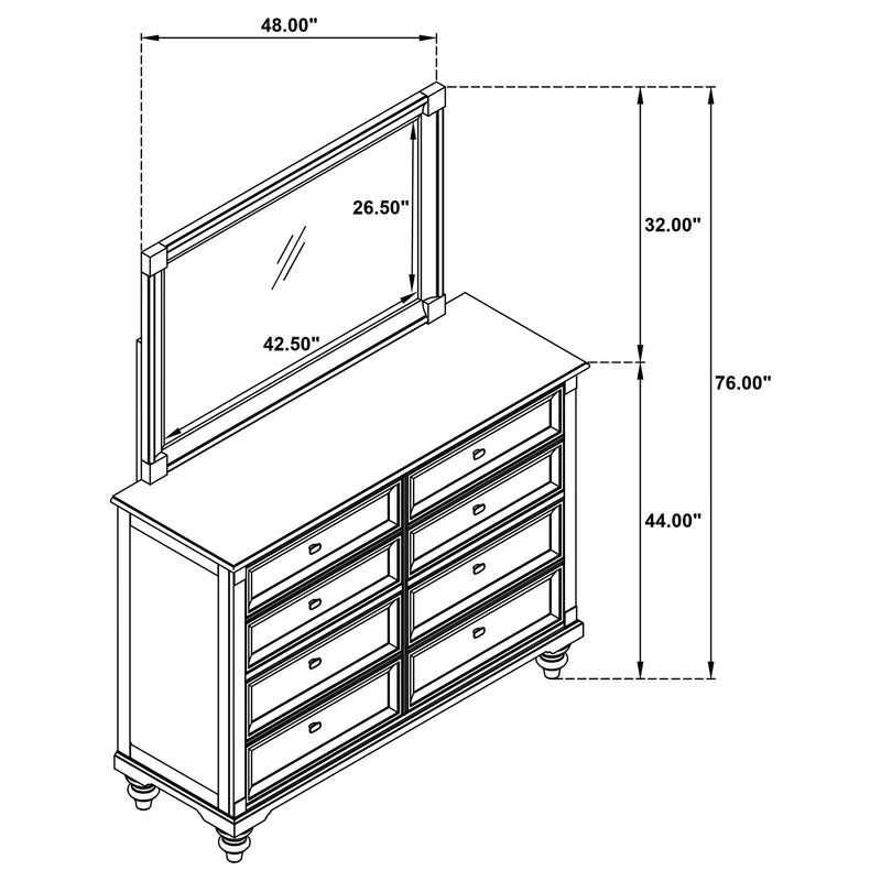 Andover 8-drawer Dresser and Mirror Dark Oak