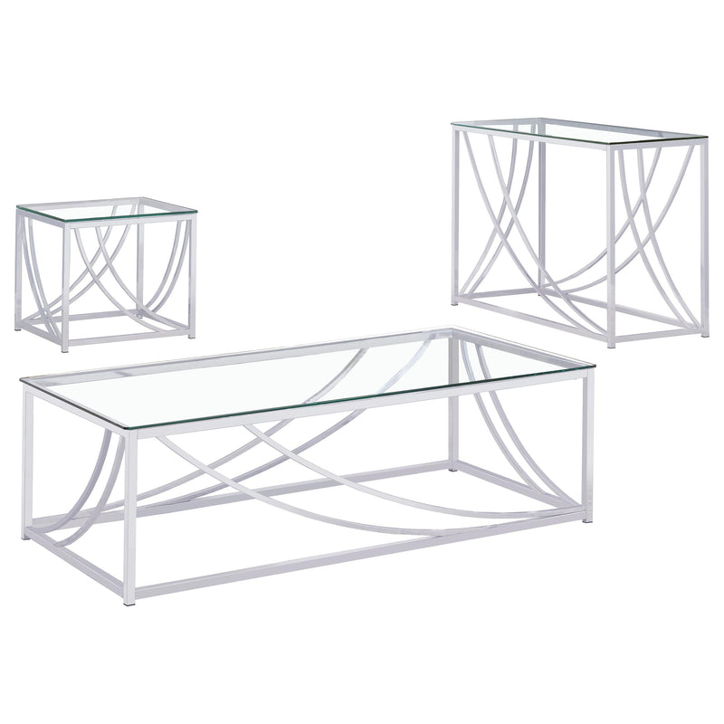 Lille 3-piece Glass Top Coffee And End Table Set Chrome