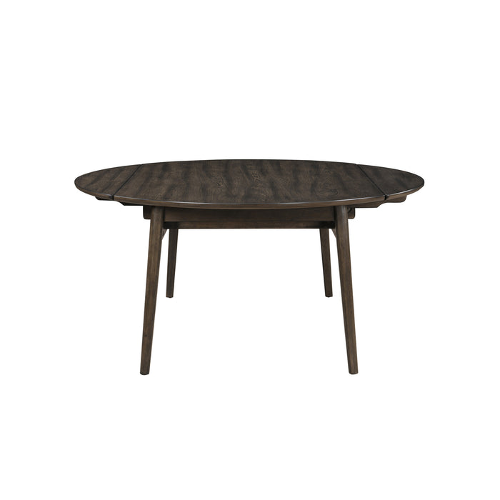 REX  65" ROUND TABLE WITH SELF STORING LEAVES-WALNUT