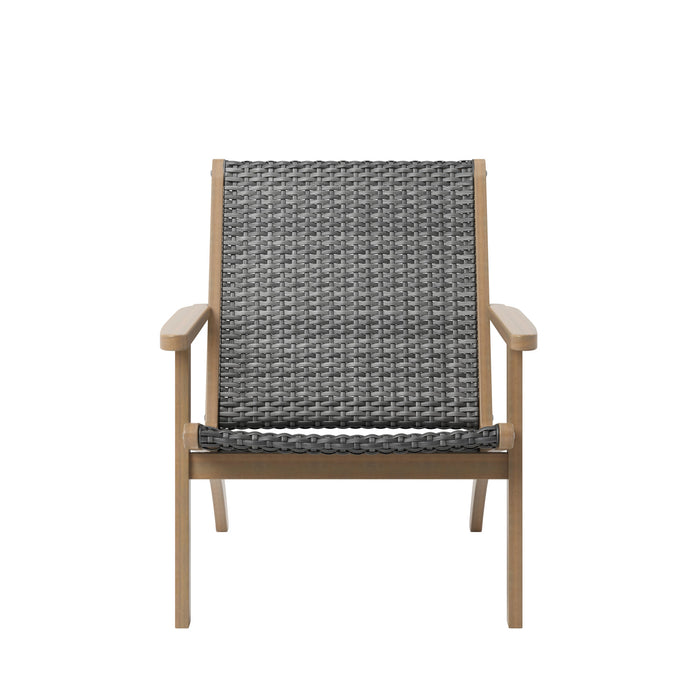 RADIUS PATIO WOOD AND GRAY WICKER SIDE CHAIR (2 PER CARTON)