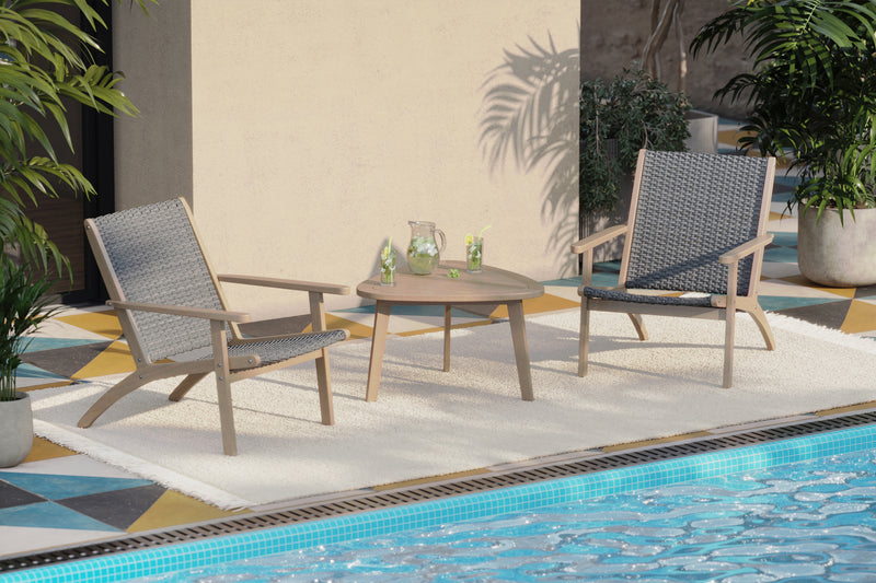 RADIUS PATIO WOOD AND GRAY WICKER SIDE CHAIR (2 PER CARTON)