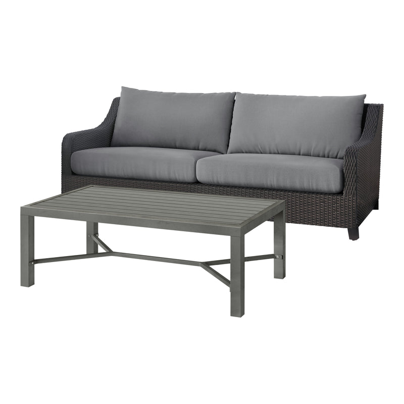 SKYE 2 PC SOFA AND SLAT TOP COFFEE TABLE SET-GRAY