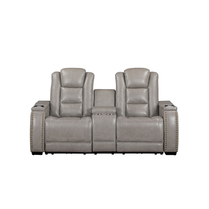 BRECKENRIDGE II CONSOLE LOVESEAT W/ PWR FR & HR-LT GRAY