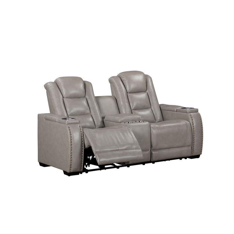BRECKENRIDGE II CONSOLE LOVESEAT W/ PWR FR & HR-LT GRAY