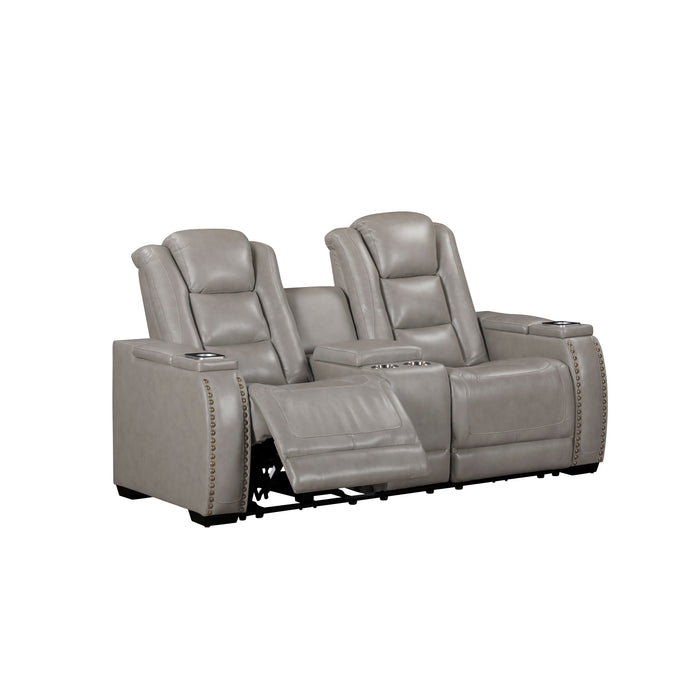 BRECKENRIDGE II CONSOLE LOVESEAT W/ PWR FR & HR-LT GRAY