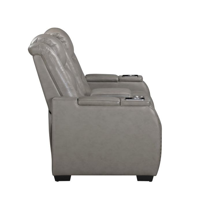 BRECKENRIDGE II CONSOLE LOVESEAT W/ PWR FR & HR-LT GRAY