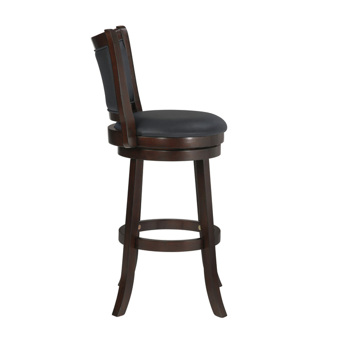 BRISTOL 29" BAR STOOL W/BLACK PU CUSHIONS-DK BROWN