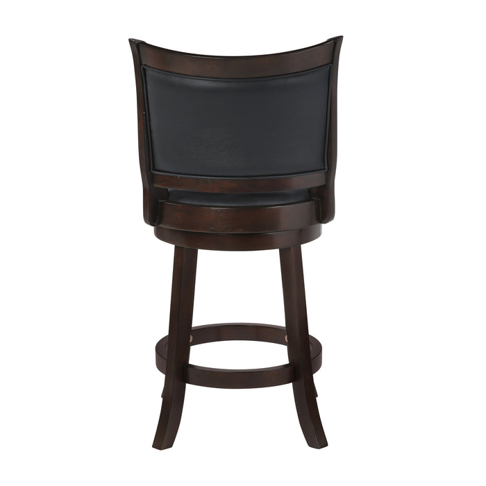 BRISTOL 24" COUNTER STOOL W/BLACK PU CUSHIONS-DK. BROWN