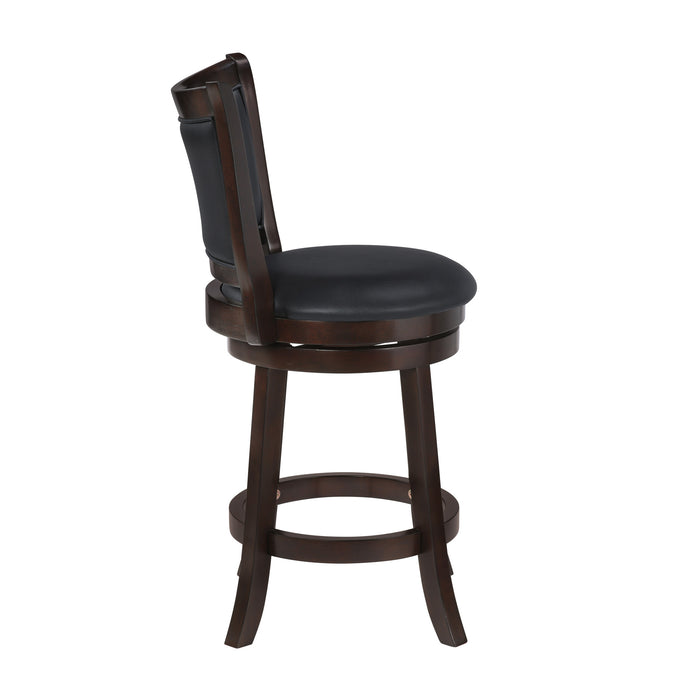 BRISTOL 24" COUNTER STOOL W/BLACK PU CUSHIONS-DK. BROWN