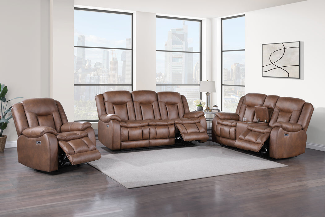 MORELLO  CONSOLE LOVESEAT W/PWR FR-BROWN