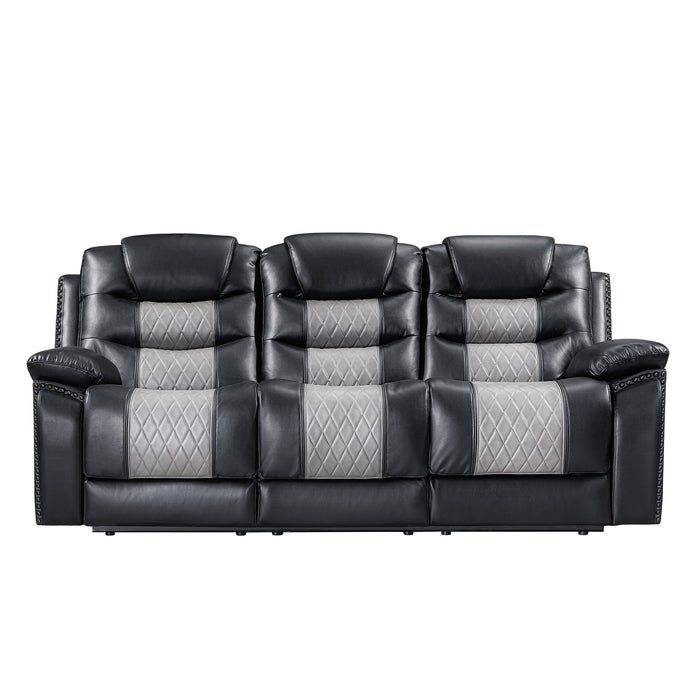 NIKKO  SOFA W/DUAL RECLINER-BLACK/GRAY