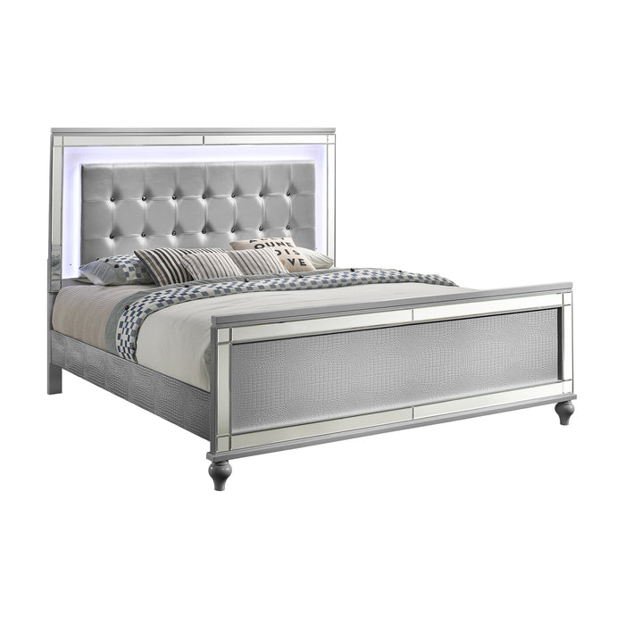 VALENTINO 6/6 EK BED - SILVER
