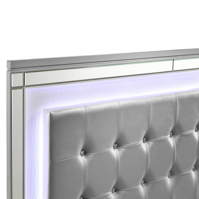 VALENTINO 6/6 EK BED - SILVER
