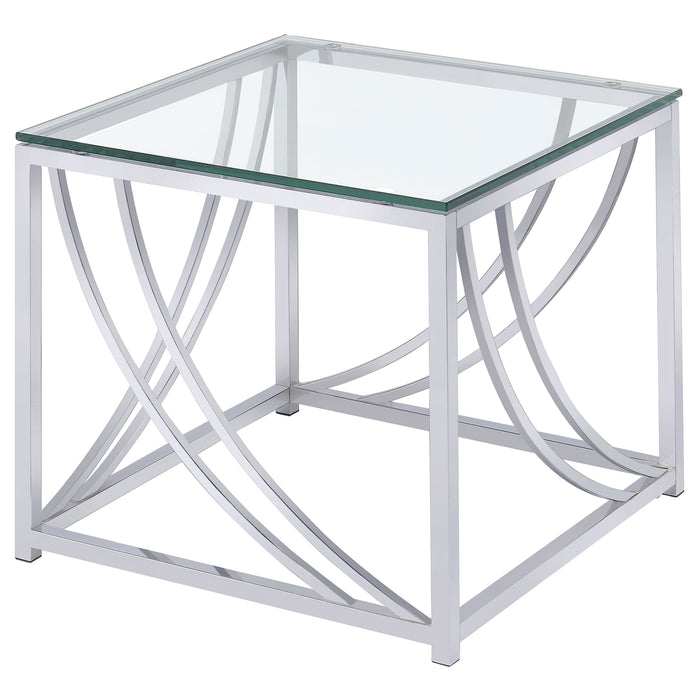 Lille 3-piece Glass Top Coffee And End Table Set Chrome