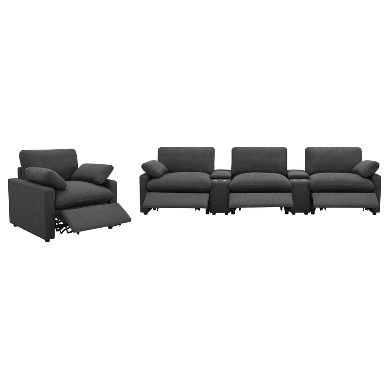 Collins 5-Piece Power Reclining Home Theater Seating Dark Grey