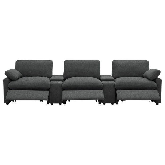 Collins 5-Piece Power Reclining Home Theater Seating Dark Grey