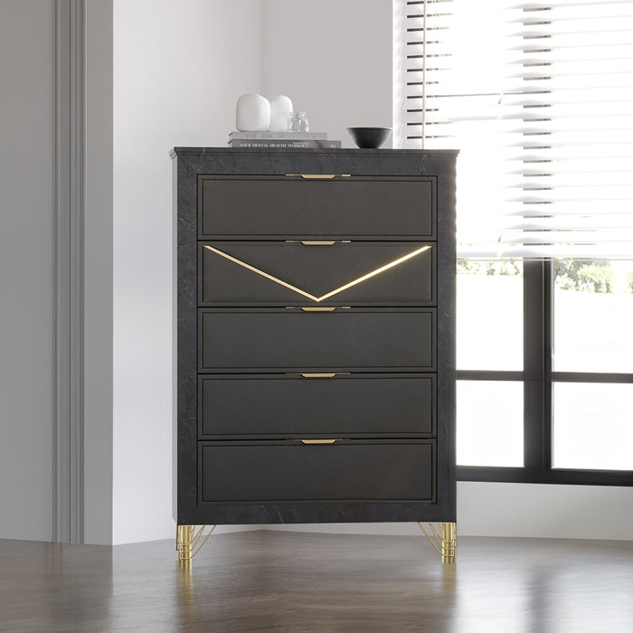 SYMMETRY 5 DRAWER CHEST-CHARCOAL