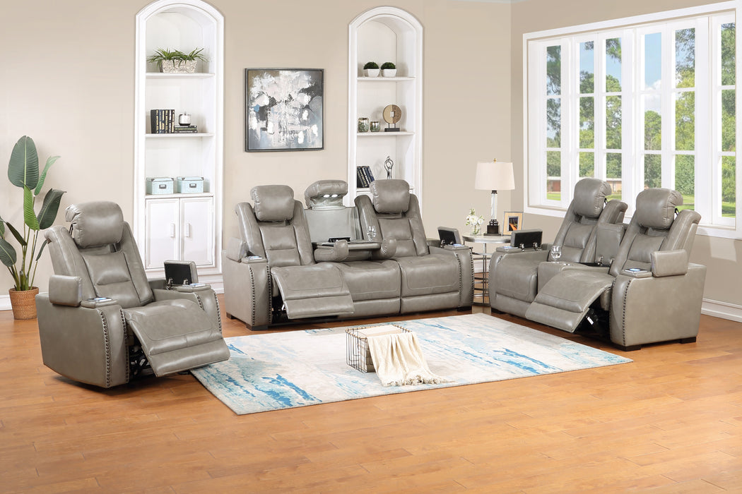 BRECKENRIDGE II CONSOLE LOVESEAT W/ DUAL RECLINERS-LT GRAY