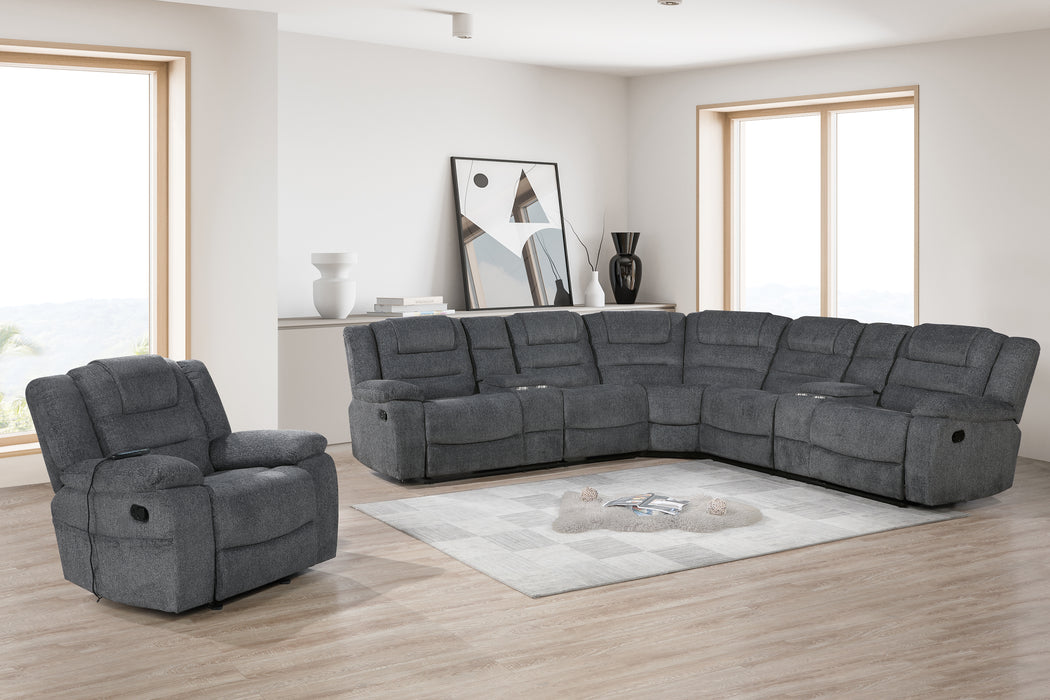 REDONDO GLIDER RECLINER W/HEAT, MASSAGE, PWR FR -DK GRAY