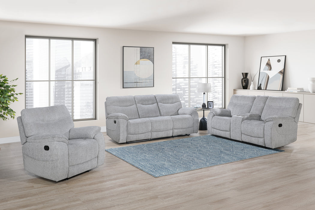 CHABLIS RECLINING CONSOLE LOVESEAT-MIST GRAY