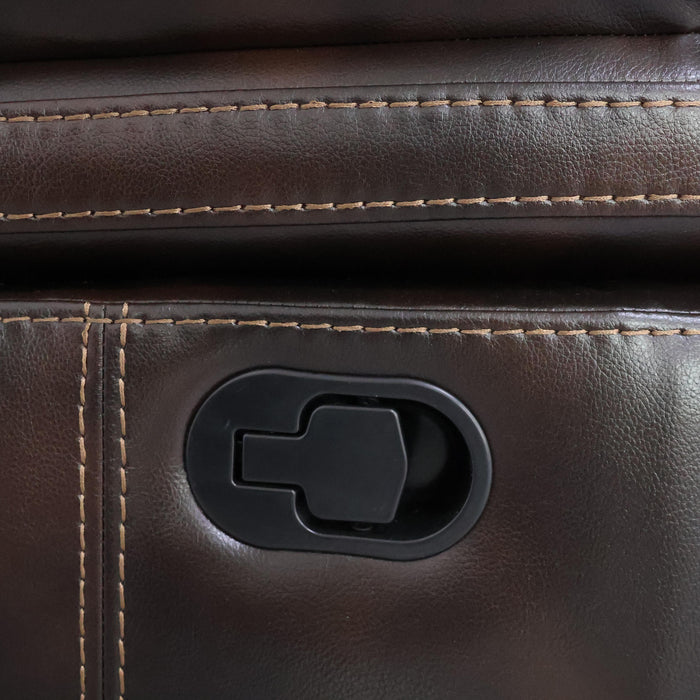 KELLEN  SOFA W/DUAL RECLINER & DROP DOWN  TRAY-BROWN