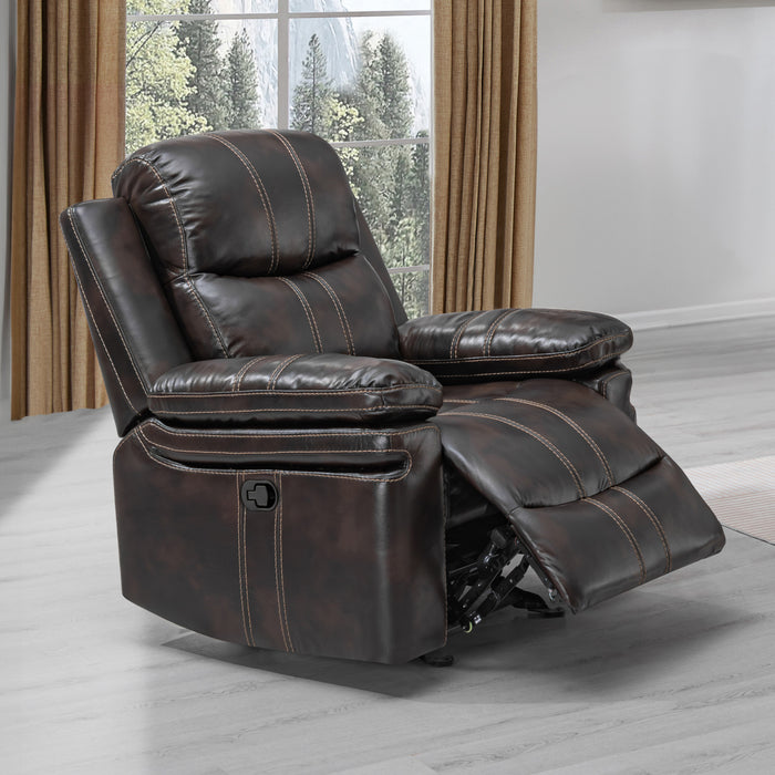 KELLEN GLIDER RECLINER-BROWN