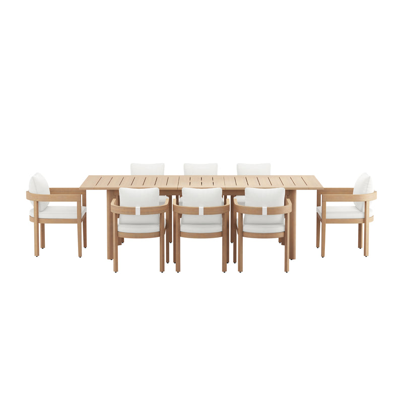 WESLEY PATIO 9PCS DINING SET -  TABLE W/8 WHITE CHAIRS