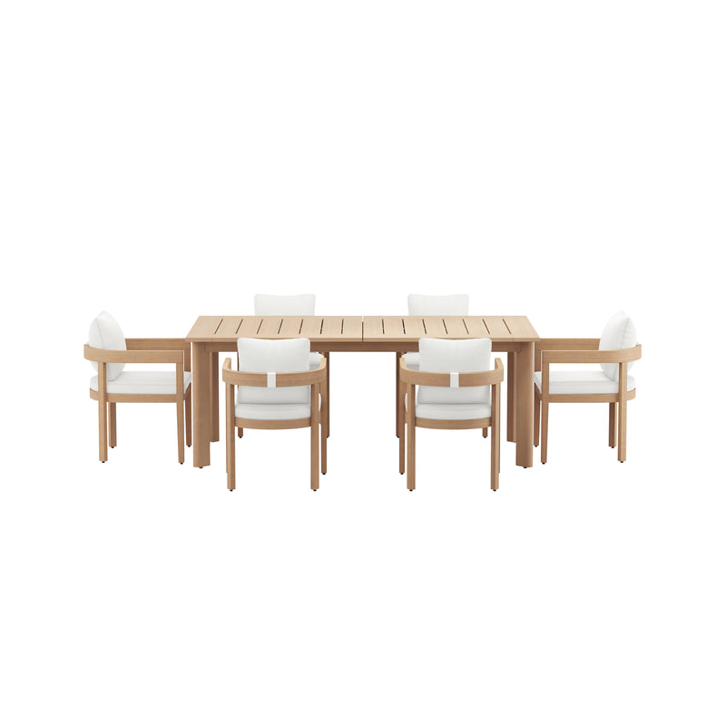 WESLEY PATIO 7PCS DINING SET -  TABLE W/6 WHITE CHAIRS