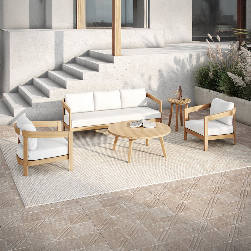 WESLEY OUTDOOR - 5 PCS (SOFA,2CH,COFFEE &END TABLE)  - WHITE