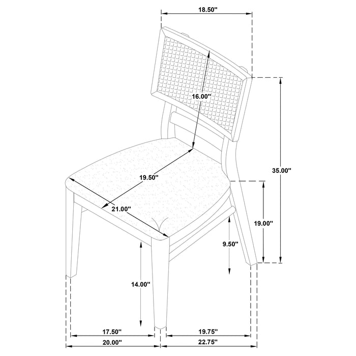 Kailani Rattan Cane Dining Side Chair Beige Oak (Set of 2)