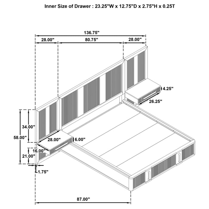Terrace 6-piece Eastern King Panel Bedroom Set Ash Brown