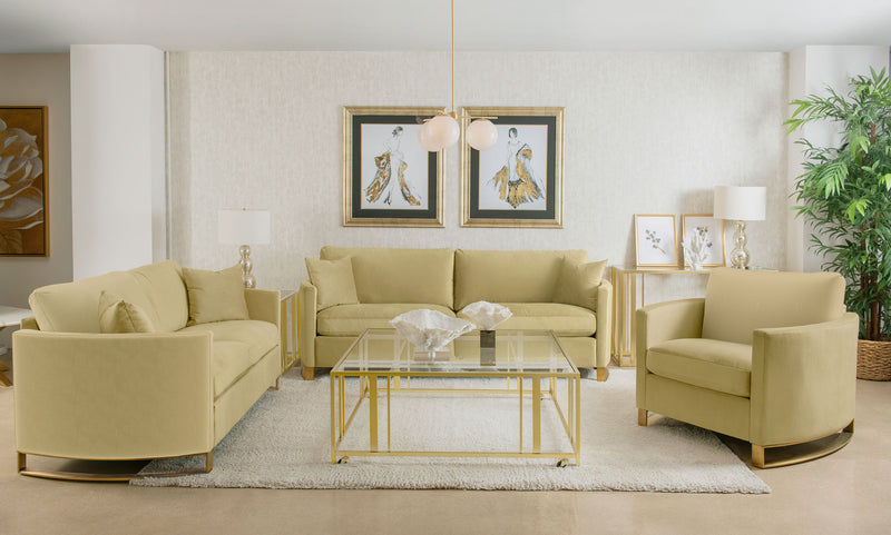 Corliss 3-piece Velvet Upholstered Sofa Set Camel