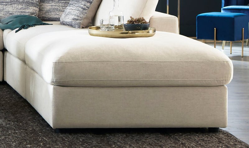 Serene Square Upholstered Ottoman Beige