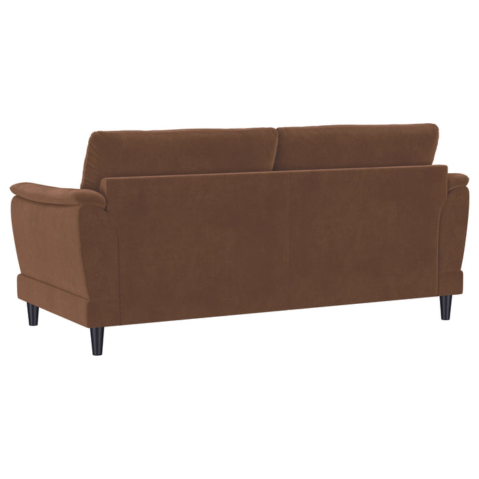Selma Velvet Upholstered Crescent Arm Sofa Rust