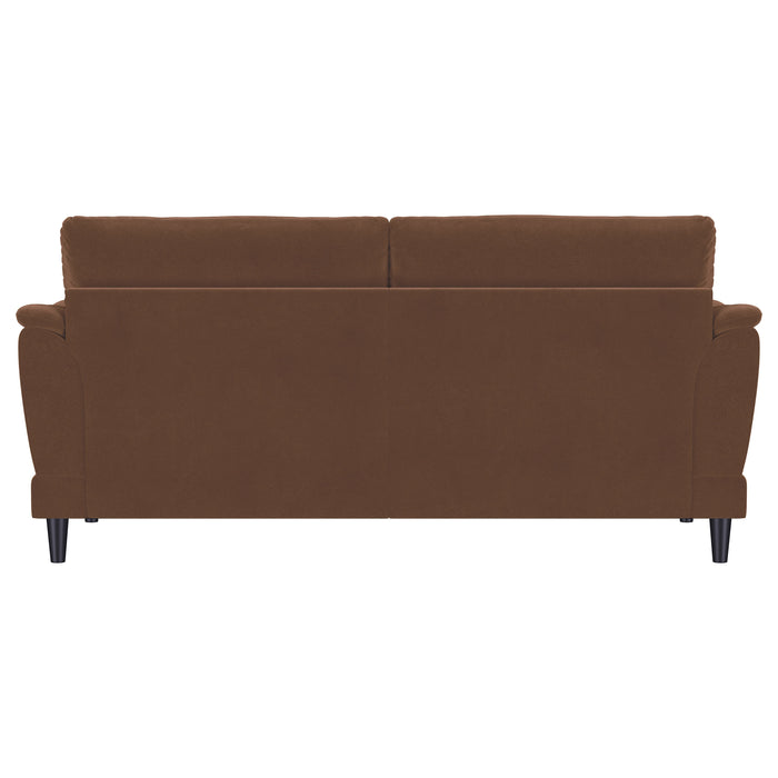 Selma Velvet Upholstered Crescent Arm Sofa Rust