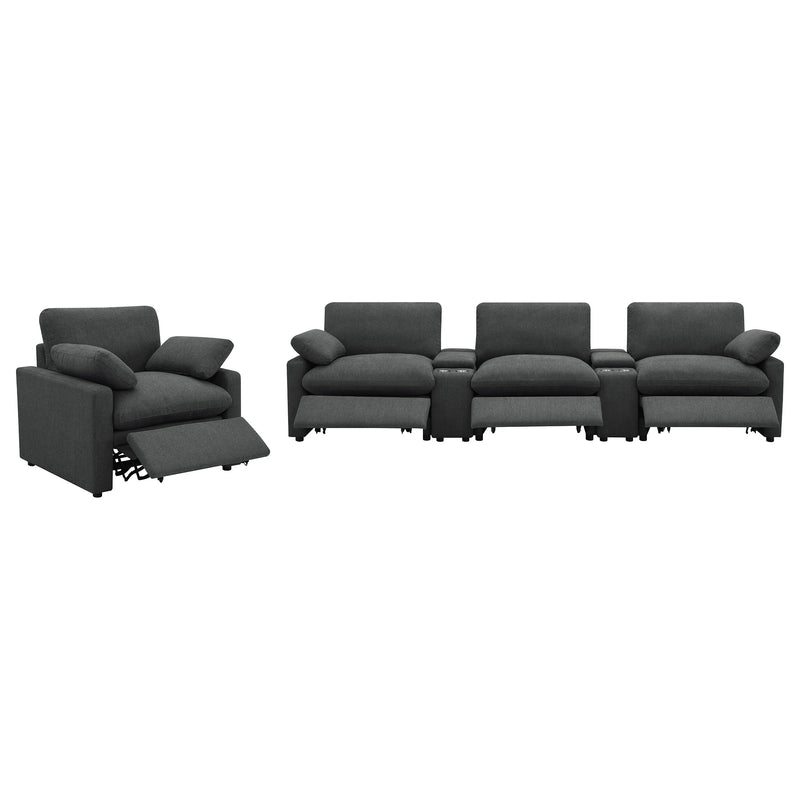 Collins 5-Piece Power Reclining Home Theater Seating Dark Grey
