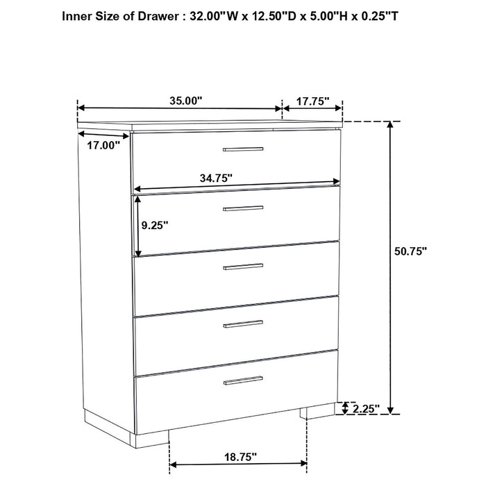 Felicity 5-piece California King Bedroom Set White High Gloss