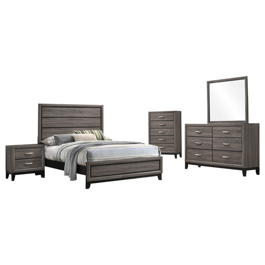 Watson Five-piece Full Bedroom Set Grey Oak