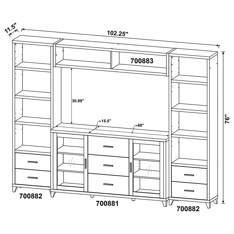 Lewes 4-piece 60-inch TV Entertainment Center Cappuccino