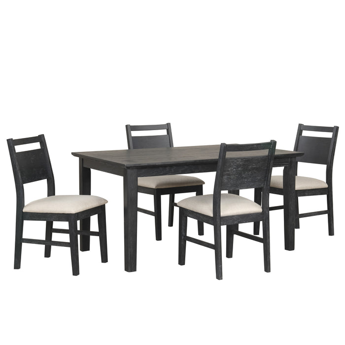 SABLE CREST 5 PIECE RECTANGLE DINING TABLE & 4 CHAIRS-BLACK