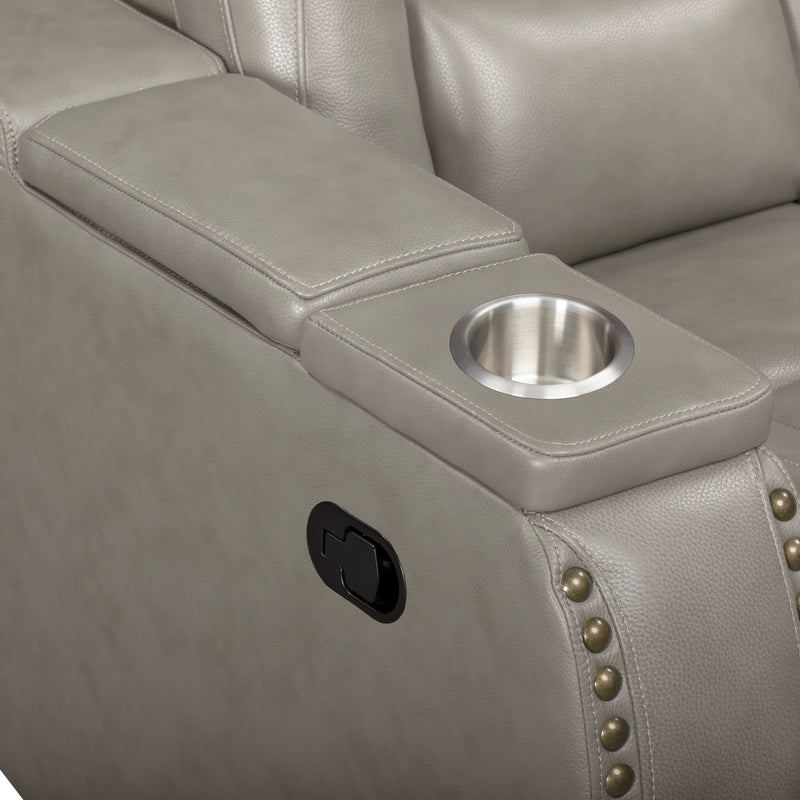 BRECKENRIDGE II CONSOLE LOVESEAT W/ DUAL RECLINERS-LT GRAY