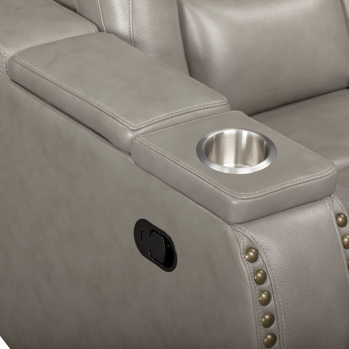 BRECKENRIDGE II CONSOLE LOVESEAT W/ DUAL RECLINERS-LT GRAY