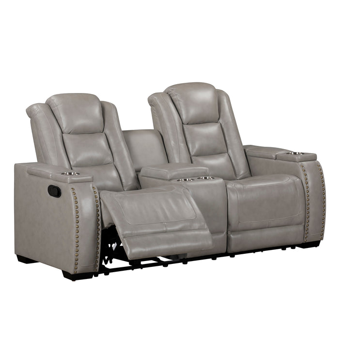 BRECKENRIDGE II CONSOLE LOVESEAT W/ DUAL RECLINERS-LT GRAY