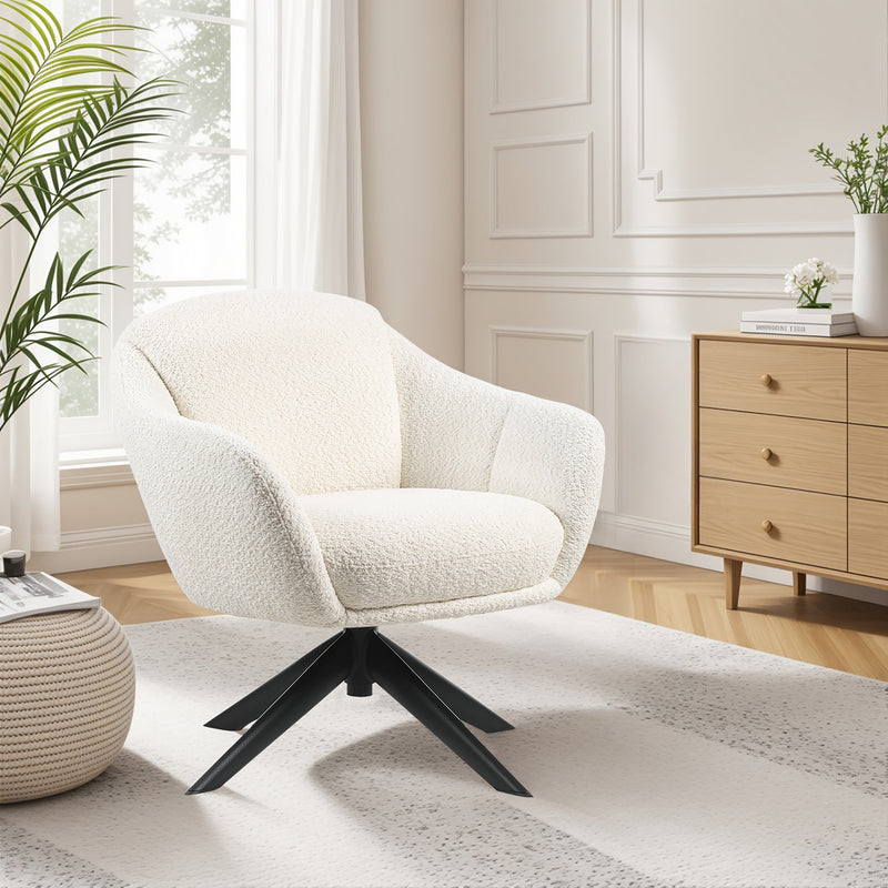FLEMING IVORY BOUCLE SWIVEL LOUNGE CHAIR (1 PER CARTON) (NEW)