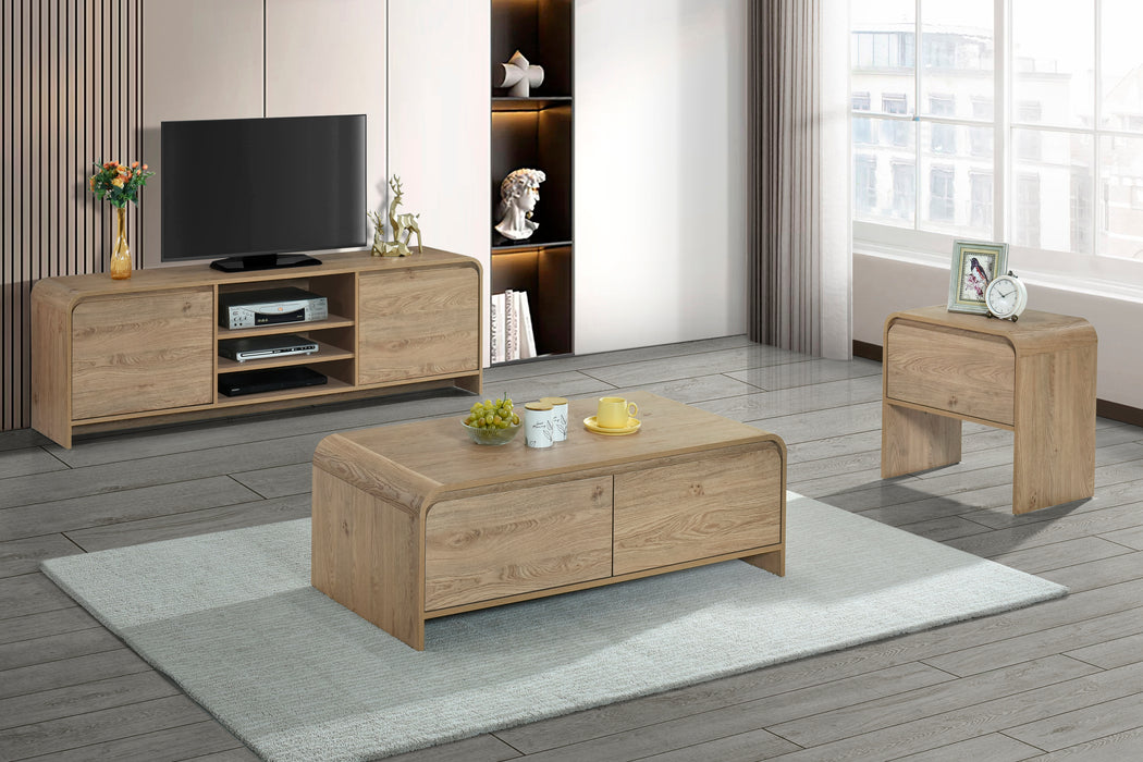 MARA TWO DRAWER END TABLE / BEDSIDE TABLE-NATURAL