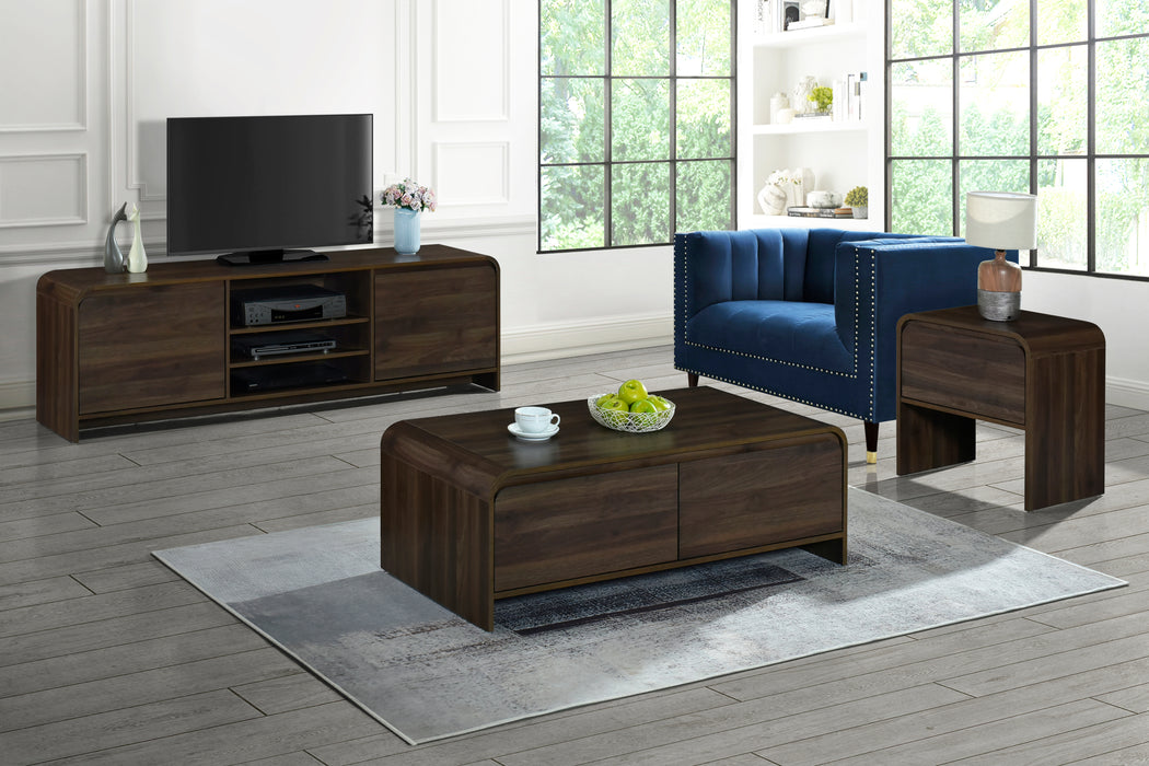 MARA TWO DRAWER END TABLE / BEDSIDE TABLE-WALNUT